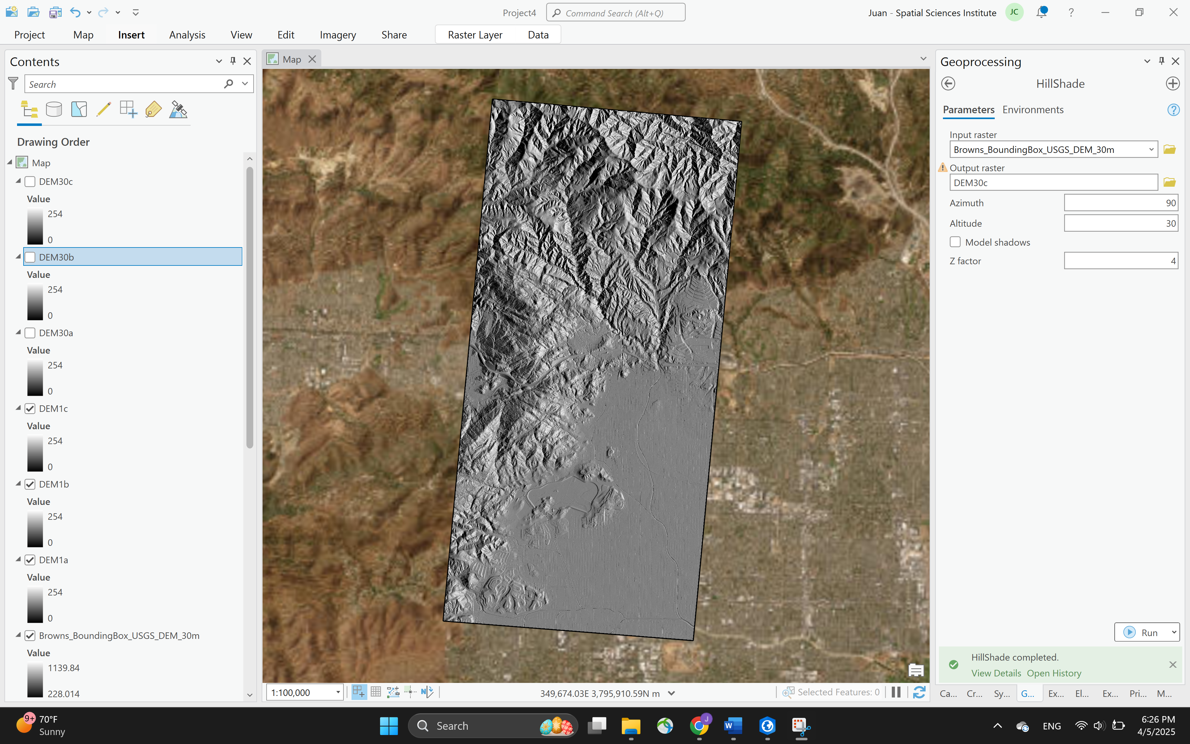 DEM 1m Midday hillshade
